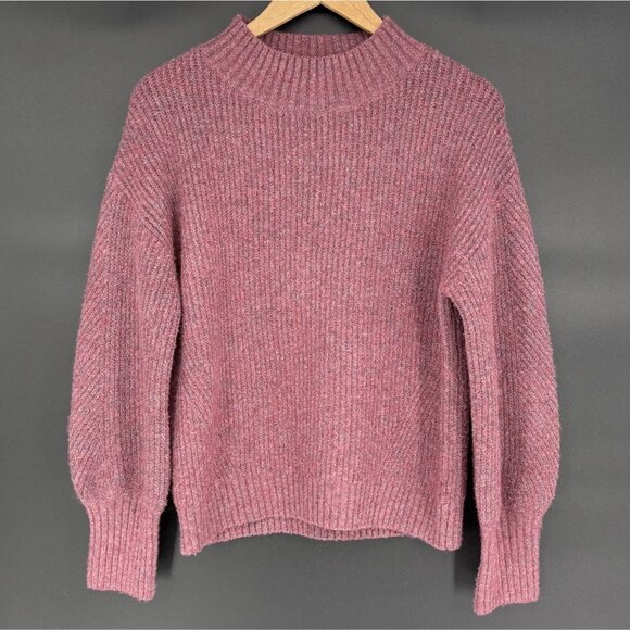 Evereve Women's Gianna Ribbed Knit Sweater M Mauve Soft Cozy Classic Sustainable - Picture 1 of 8
